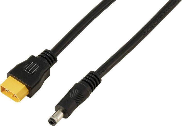 Produktbild: TRU COMPONENTS DC-Stecker 2,5/5,5mm auf XT60-Kabel 0,5m TC-13619296 Schwarz Inhalt: 1St.