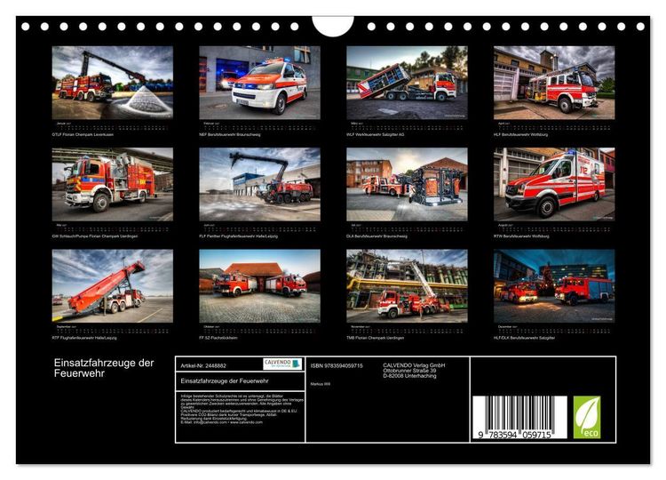 Produktbild: Einsatzfahrzeuge der Feuerwehr (Wandkalender 2027 DIN A4 quer), CALVENDO Monatskalender