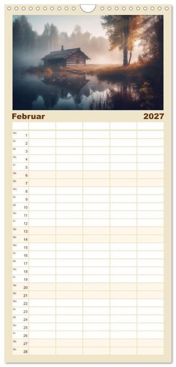 Produktbild: Familienplaner 2027 - H&uuml;ttenzauber - Ein visueller Streifzug durch Norwegens Wildnis mit 5 Spalten (Wandkalender, 21 x 45 cm) CALVENDO