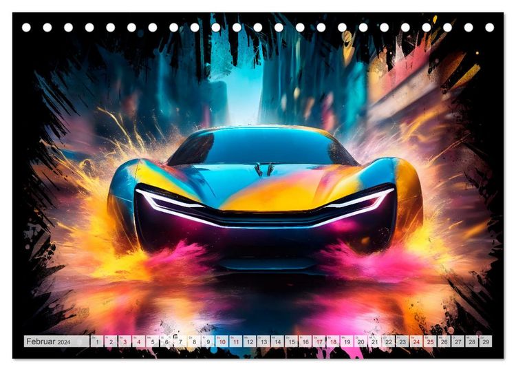 Coole KI-generierte SPORTWAGEN (Tischkalender 2024 DIN A5