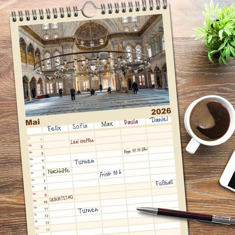 Produktbild: Familienplaner 2026 - Istanbul - Faszination Moschee mit 5 Spalten (Wandkalender, 21 x 45 cm) CALVENDO