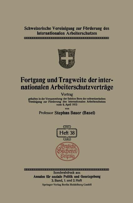Produktbild: Fortgang und Tragweite der internationalen Arbeiterschutzvertr&auml;ge