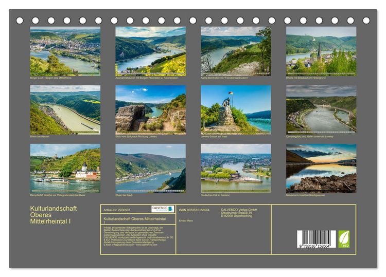 Produktbild: Kulturlandschaft Oberes Mittelrheintal I (Tischkalender 2026 DIN A5 quer), CALVENDO Monatskalender
