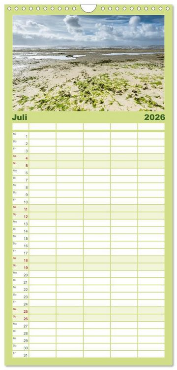 Produktbild: Familienplaner 2026 - Ameland Wundersch&ouml;ne Insel mit 5 Spalten (Wandkalender, 21 x 45 cm) CALVENDO