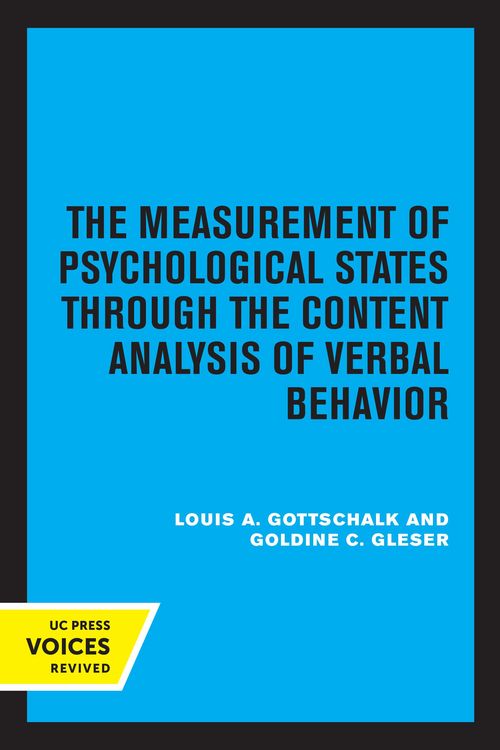 Produktbild: The Measurement of Psychological States Through the Content Analysis of Verbal Behavior