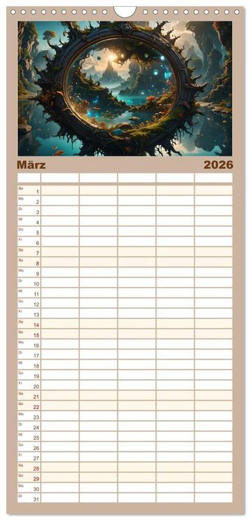 Produktbild: Familienplaner 2026 - Portale in fremde Welten - Mystische Pforten mit 5 Spalten (Wandkalender, 21 x 45 cm) CALVENDO