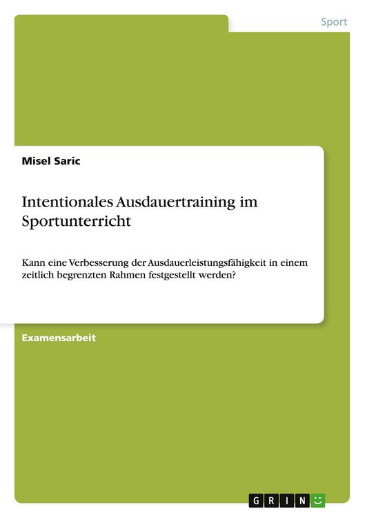 Produktbild: Intentionales Ausdauertraining im Sportunterricht