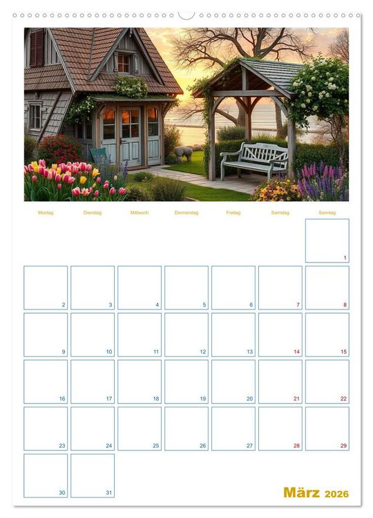 Produktbild: Cottagetr&auml;ume - Ein Jahr voller l&auml;ndlicher Magie (Wandkalender 2026 DIN A2 hoch), CALVENDO Monatskalender