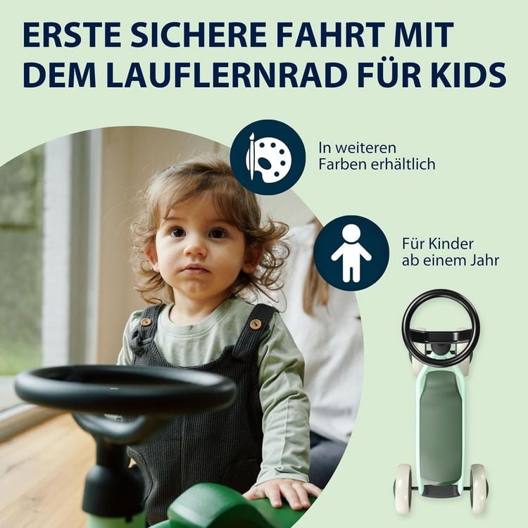 Produktbild: HUDORA 10913 - Laufrad Steppy 6 mint, Lauflernrad f&uuml;r Kinder von 73-80 cm, Sitzh&ouml;he: 22,5 cm