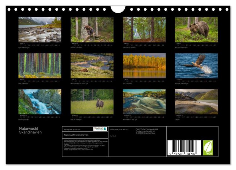 Produktbild: Naturwucht Skandinavien (Wandkalender 2026 DIN A4 quer), CALVENDO Monatskalender