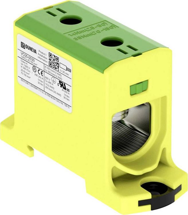 Produktbild: Ouneva Group VC05-0030 Verteilerblock Schrauben Gelb-Gr&uuml;n 1St.