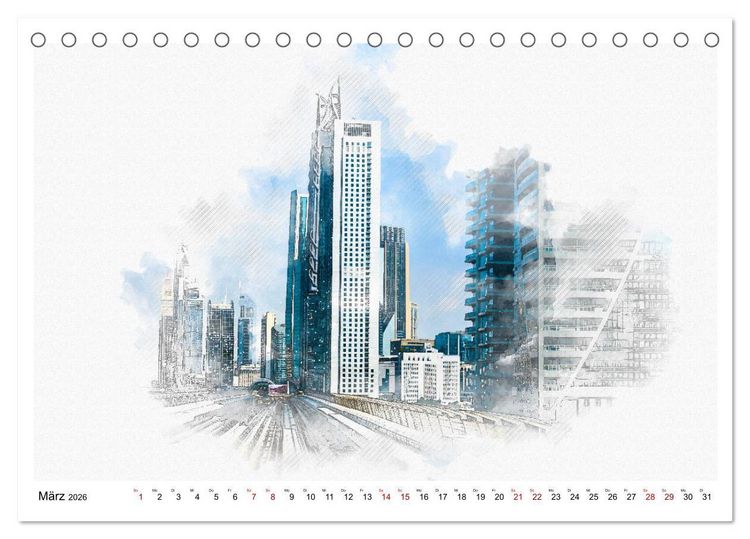 Produktbild: Dubai - Impressionen in Aquarell (Tischkalender 2026 DIN A5 quer), CALVENDO Monatskalender