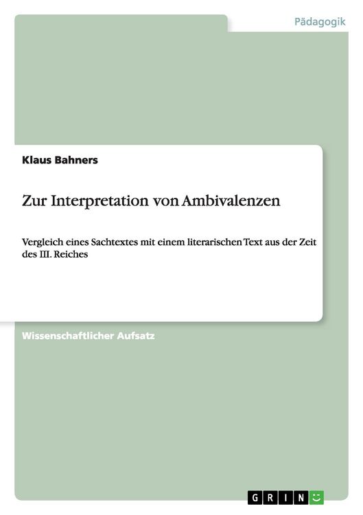 Produktbild: Zur Interpretation von Ambivalenzen