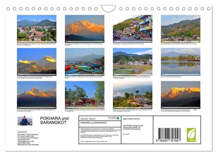 Produktbild: POKHARA und SARANGKOT (Wandkalender 2026 DIN A4 quer), CALVENDO Monatskalender