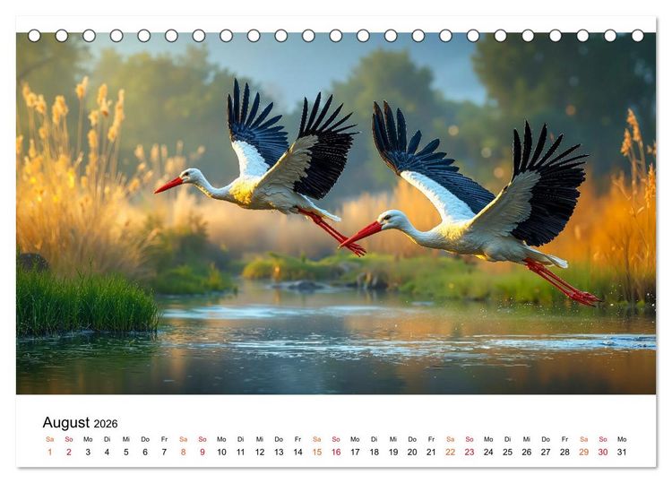 Produktbild: St&ouml;rche - Zeit f&uuml;r sch&ouml;ne Augenblicke (Tischkalender 2026 DIN A5 quer), CALVENDO Monatskalender