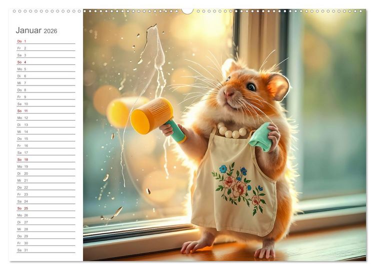Produktbild: Hamsti Haushalt - Ordnung mit Pfiff und Flausch (hochwertiger Premium Wandkalender 2026 DIN A2 quer), Kunstdruck in Hochglanz