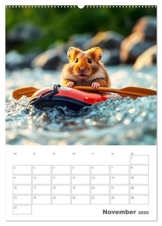 Produktbild: Adventure Hamster - Sportliche KI Hamster pr&auml;sentieren den Abenteuer-Sport (hochwertiger Premium Wandkalender 2026 DIN A2 hoch), Kunstdruck in Hochglanz