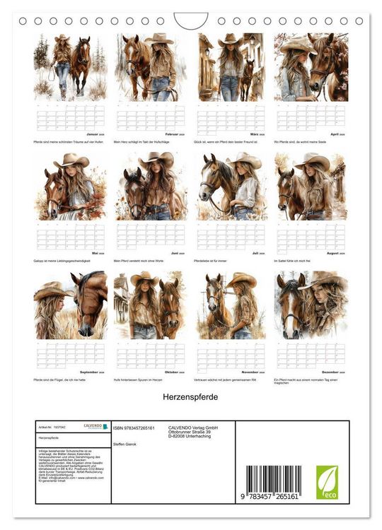 Produktbild: Herzenspferde (Wandkalender 2026 DIN A4 hoch), CALVENDO Monatskalender