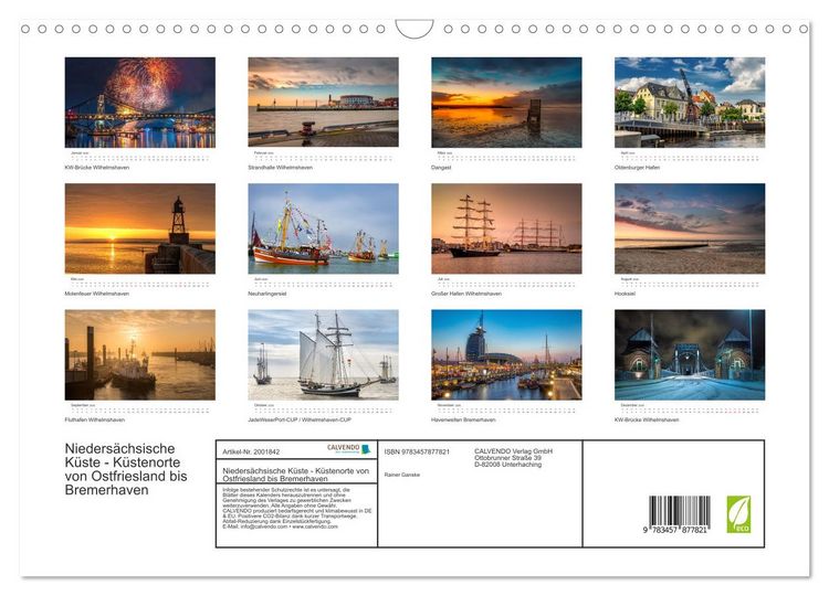 Produktbild: Nieders&auml;chsische K&uuml;ste - K&uuml;stenorte von Ostfriesland bis Bremerhaven (Wandkalender 2026 DIN A3 quer), CALVENDO Monatskalender