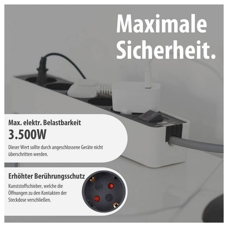 Produktbild: Brennenstuhl 1153250020 Steckdosenleiste mit Schalter 5fach Wei&szlig;, Schwarz Schutzkontakt 1 St.