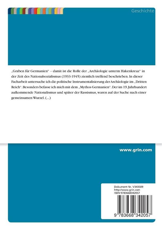 Produktbild: Graben f&uuml;r Germanien. Arch&auml;ologie unterm Hakenkreuz
