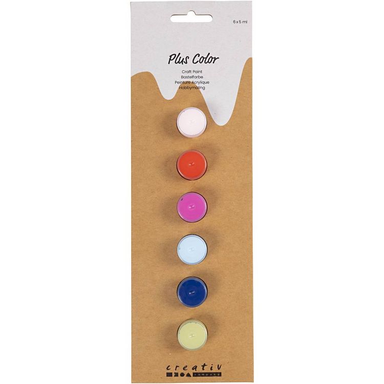 Produktbild: Creativ Company Hobbyfarbe Plus Color, Kr&auml;ftige Farben, 6x5 ml