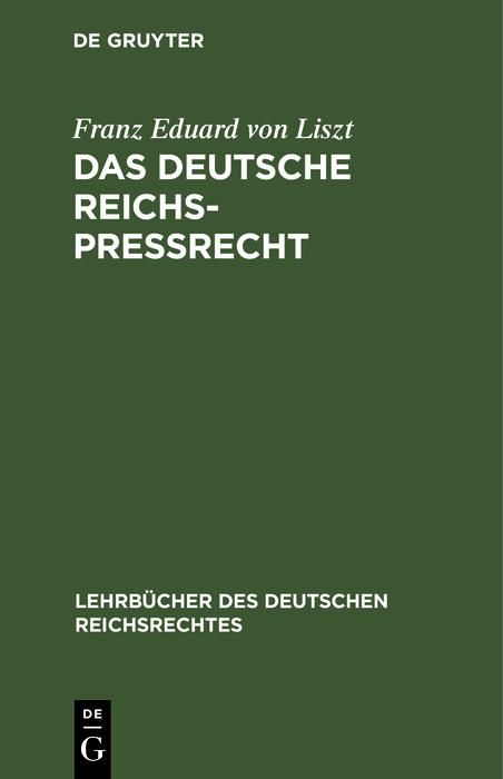 Produktbild: Das deutsche Reichs-Pre&szlig;recht