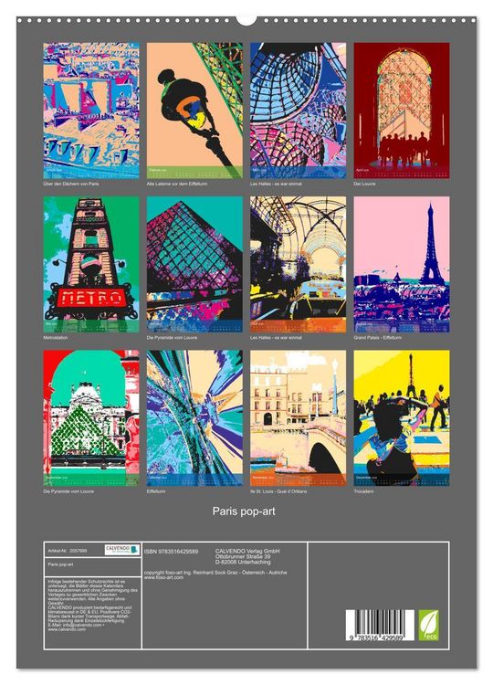 Produktbild: Paris pop-art (hochwertiger Premium Wandkalender 2026 DIN A2 hoch), Kunstdruck in Hochglanz