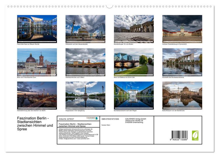 Produktbild: Faszination Berlin - Stadtansichten zwischen Himmel und Spree (hochwertiger Premium Wandkalender 2026 DIN A2 quer), Kunstdruck in Hochglanz