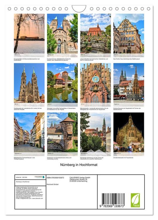 Produktbild: N&uuml;rnberg in Hochformat (Wandkalender 2027 DIN A4 hoch), CALVENDO Monatskalender