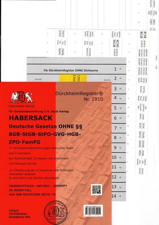 Produktbild: D&uuml;rckheimRegister&reg; HABERSACK OHNE &sect;&sect;