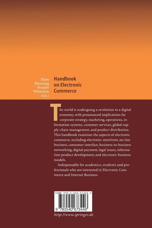 Produktbild: Handbook on Electronic Commerce