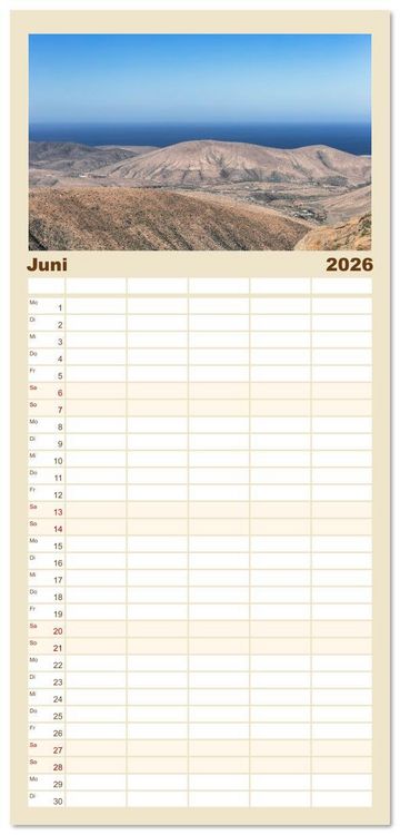 Produktbild: Familienplaner 2026 - Fuerteventura - W&uuml;stenzauber und Meeresrauschen mit 5 Spalten (Wandkalender, 21 x 45 cm) CALVENDO