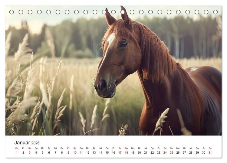 Produktbild: Wilde M&auml;hnen: Ein Jahr mit Pferden (Tischkalender 2026 DIN A5 quer), CALVENDO Monatskalender