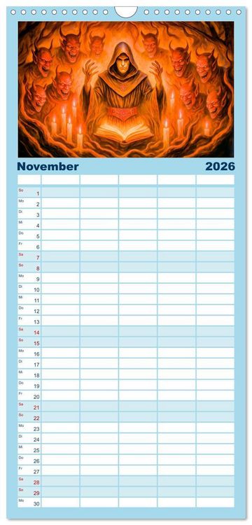 Produktbild: Familienplaner 2026 - Magische Meister - Kalender &uuml;ber Zauberer und ihre Kr&auml;fte mit 5 Spalten (Wandkalender, 21 x 45 cm) CALVENDO