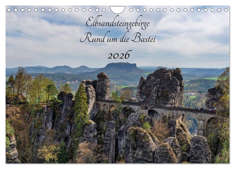 Produktbild: Elbsandsteingebirge - Rund um die Bastei (Wandkalender 2026 DIN A4 quer), CALVENDO Monatskalender