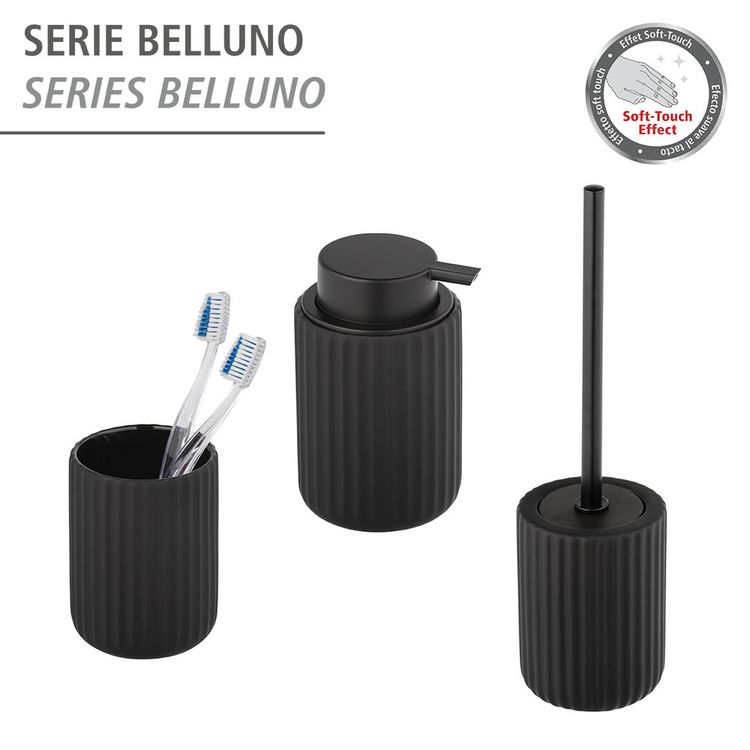 Produktbild: Keramik WC-Garnitur Mod. Belluno Schwarz, mit Soft-Touch Oberfl&auml;che