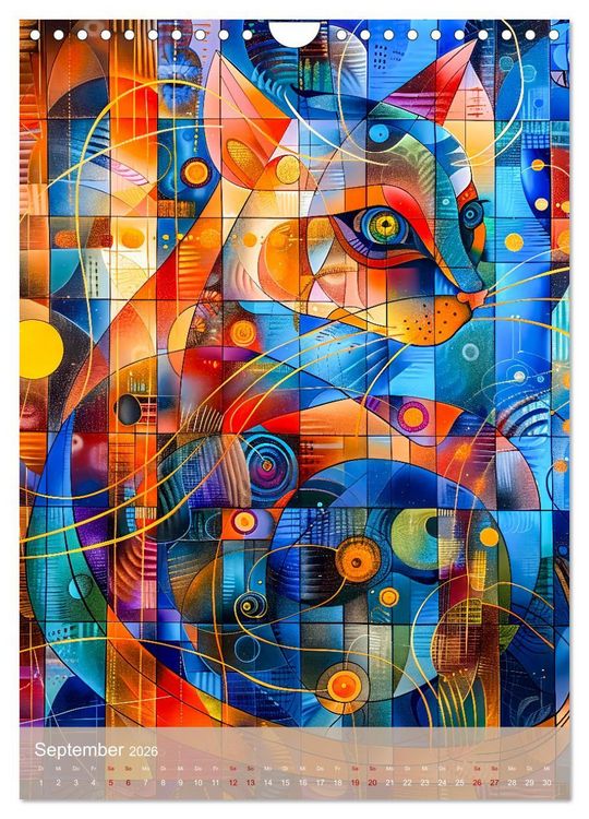 Produktbild: Astrale Katzen - Abstrakte Kunst f&uuml;r Katzenliebhaber (Wandkalender 2026 DIN A4 hoch), CALVENDO Monatskalender