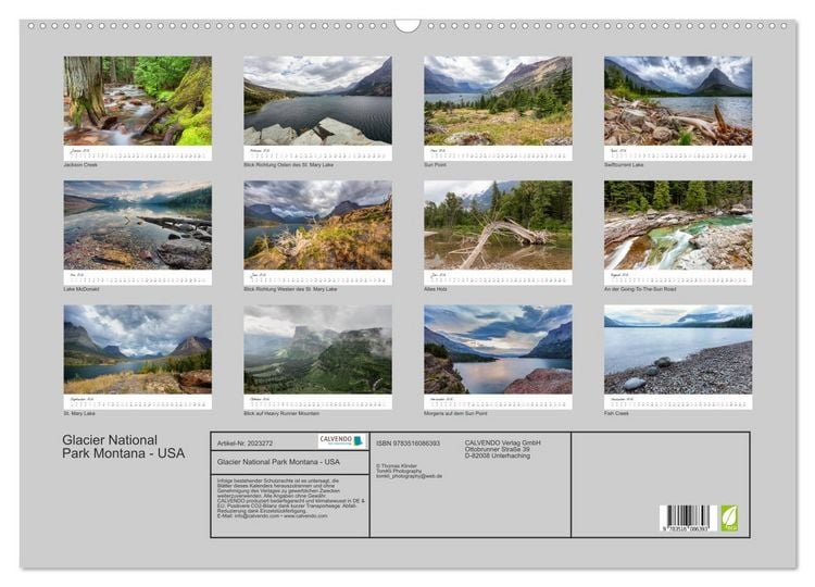 Produktbild: Glacier National Park Montana - USA (Wandkalender 2026 DIN A2 quer), CALVENDO Monatskalender