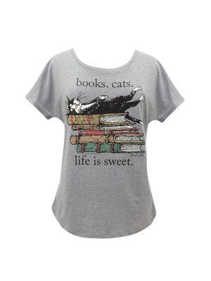 Produktbild: Books. Cats. Life is Sweet. Women's Relaxed Fit T-Shirt XX-Large