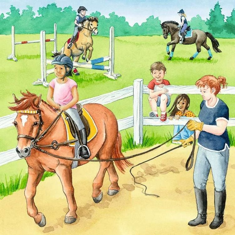 Produktbild: Puzzle Ravensburger Ein Tag auf dem Reiterhof 3 X 49 Teile