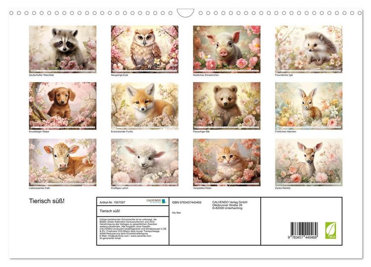 Produktbild: Tierisch s&uuml;&szlig;! (Wandkalender 2026 DIN A3 quer), CALVENDO Monatskalender