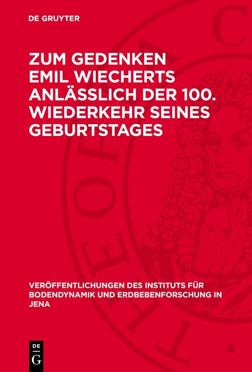 Produktbild: Zum Gedenken Emil Wiecherts anl&auml;sslich der 100. Wiederkehr seines Geburtstages