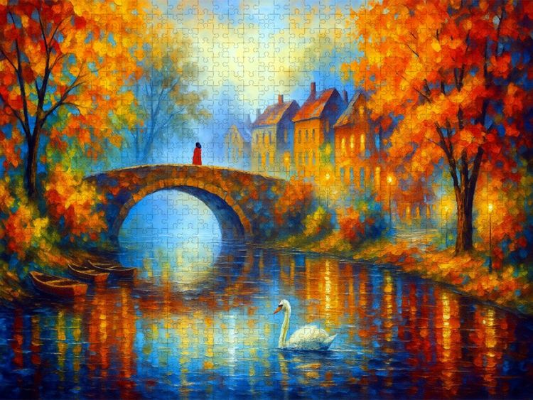 Produktbild: CALVENDO Puzzle Die Br&uuml;cke am Fluss | 1000 Teile Lege-Gr&ouml;&szlig;e 64x48cm Foto-Puzzle f&uuml;r gl&uuml;ckliche Stunden