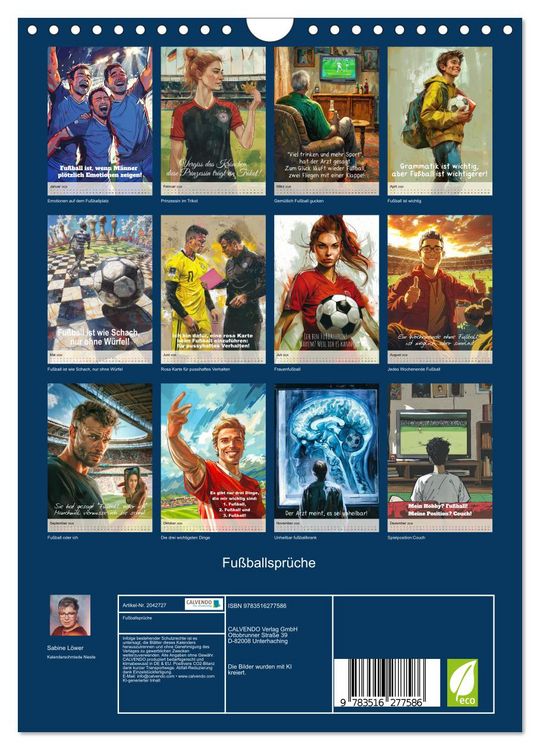 Produktbild: Fu&szlig;ballspr&uuml;che (Wandkalender 2026 DIN A4 hoch), CALVENDO Monatskalender
