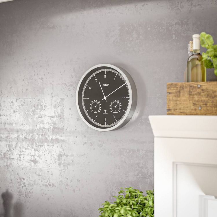 Produktbild: Mebus 19777 Funk Wanduhr 25cm x 50mm Silber Leisegang-Uhrwerk