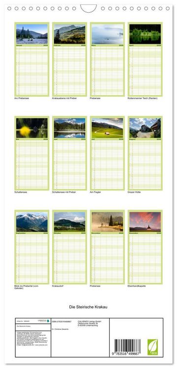 Produktbild: Familienplaner 2026 - Die Steirische Krakau mit 5 Spalten (Wandkalender, 21 x 45 cm) CALVENDO