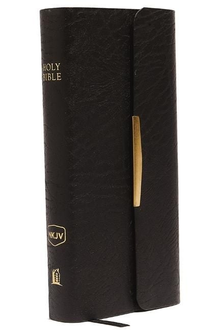 Produktbild: NKJV, Checkbook Bible, Compact, Bonded Leather, Black, Wallet Style, Red Letter Edition