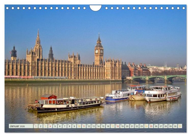 Produktbild: B&uuml;hne frei f&uuml;r London und die Themse (Wandkalender 2026 DIN A4 quer), CALVENDO Monatskalender