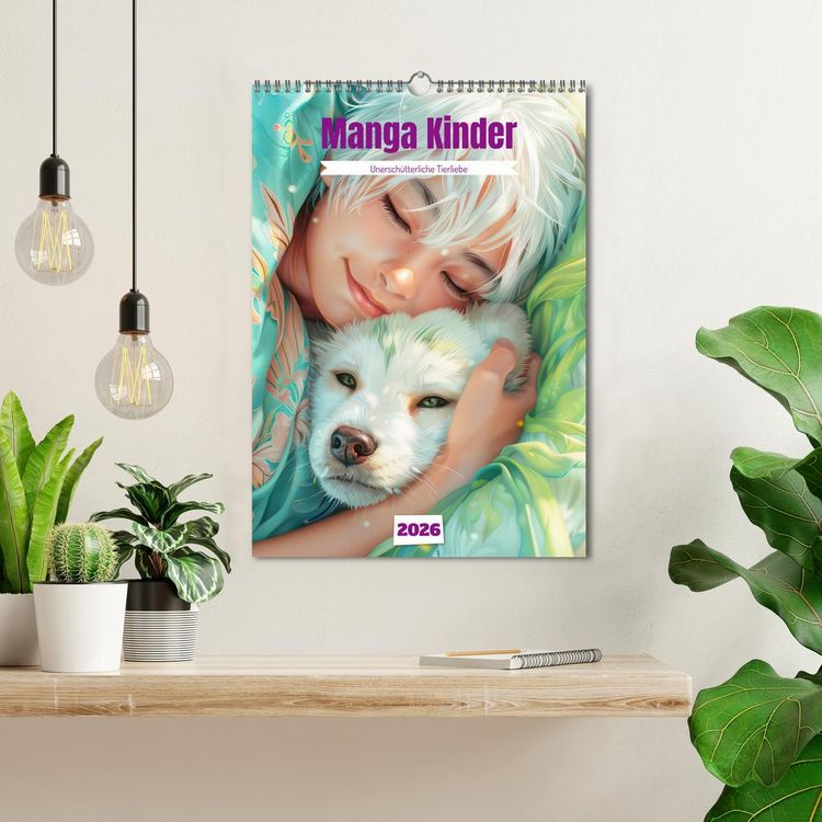 Produktbild: Manga Kinder - Unersch&uuml;tterliche Tierliebe (Wandkalender 2026 DIN A3 hoch), CALVENDO Monatskalender